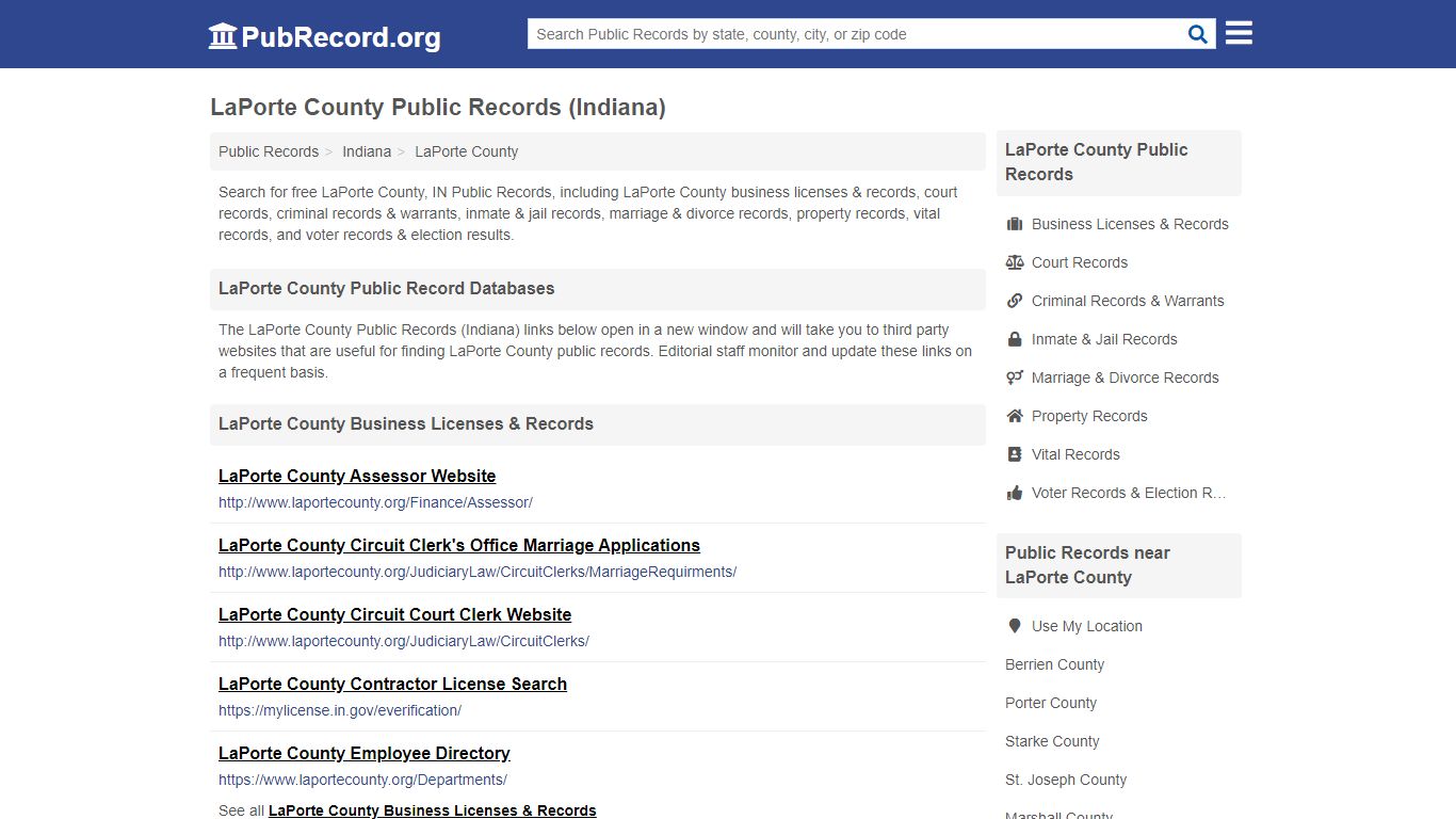 Free LaPorte County Public Records (Indiana Public Records) - PubRecord.org